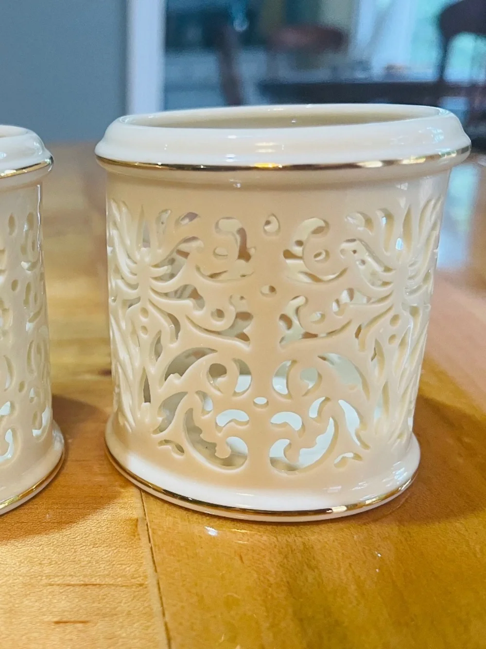 Vintage Lenox Illuminations Porcelain Candle Holders x 2